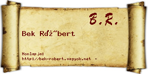 Bek Róbert névjegykártya